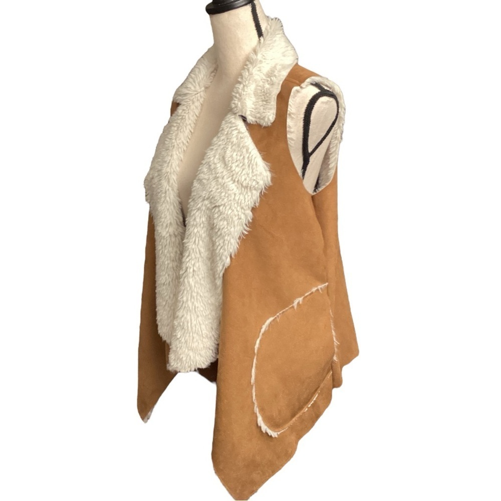 Knox Rose Faux Suede Fur‎ Lined Asymmetrical Hem Vest, Size XS